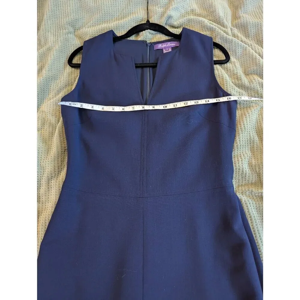 Ralph Lauren Women's Size 8 Purple Label Wool Blend Blue Romper Pants - Picture 4 of 7